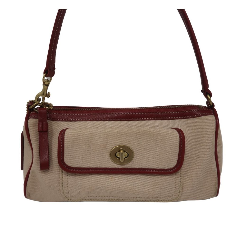 Coach Vintage Beige Canvas Leather Shoulder Bag